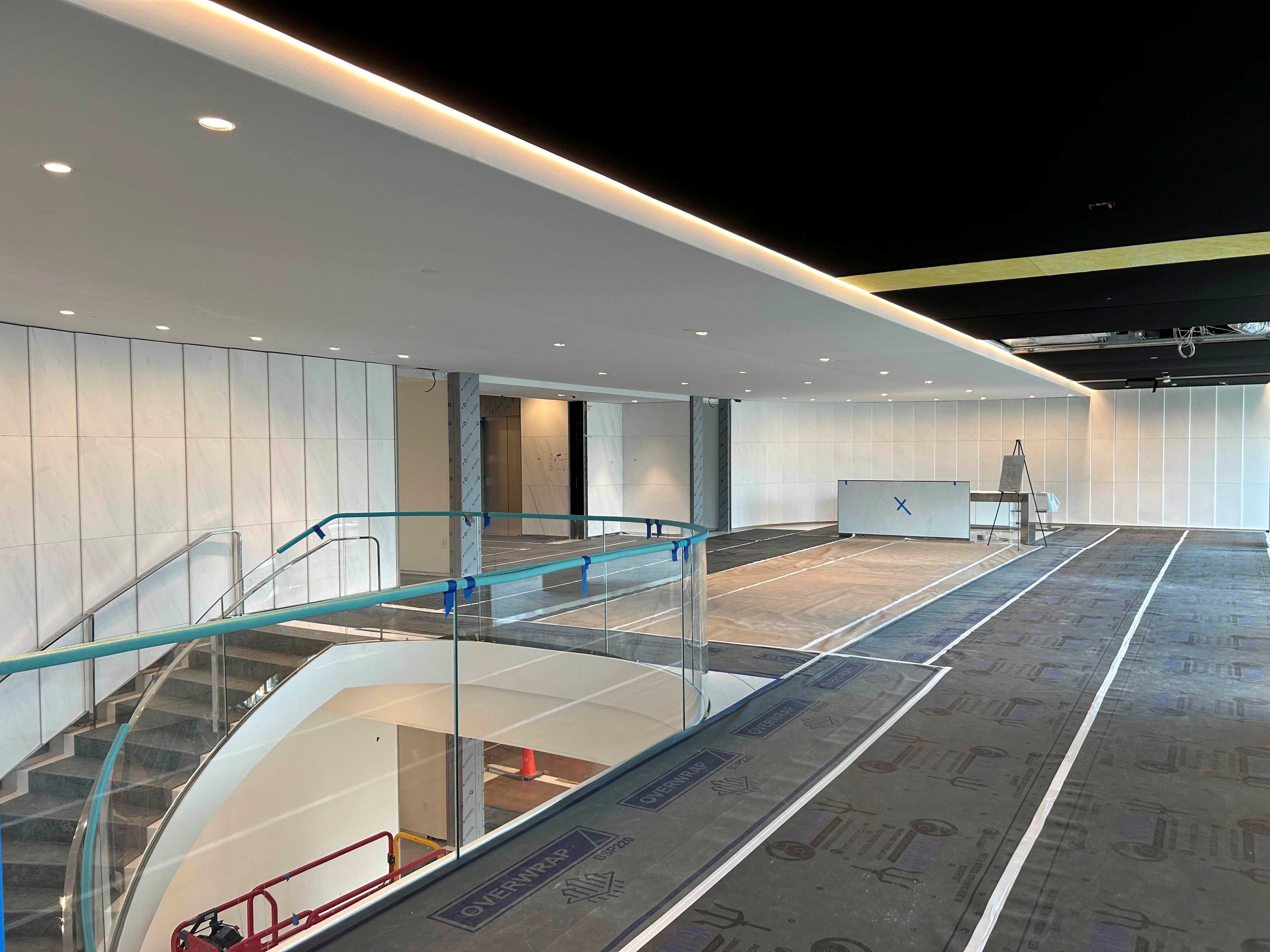 Overwrap in commercial elevator area