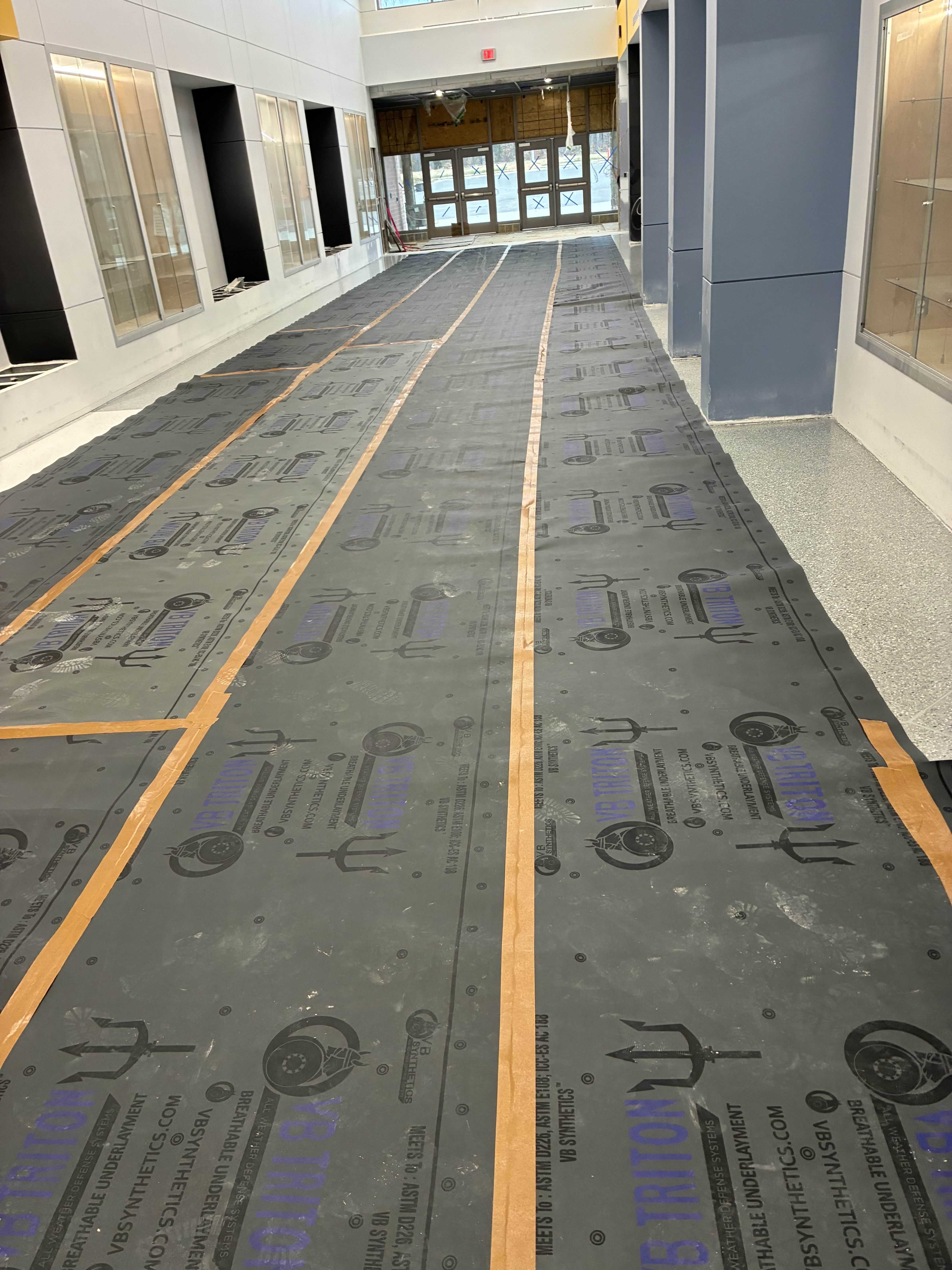 Overwrap protecting school floors